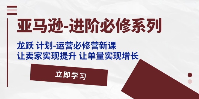 （11623期）亚马逊-进阶必修系列，龙跃 计划-运营必修营新课，让卖家实现提升 让单…-轻创淘金网