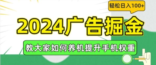 2024广告掘金，教大家如何养机提升手机权重，轻松日入100+【揭秘】-轻创淘金网