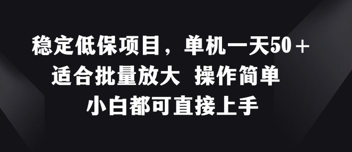 稳定低保项目，单机一天50+适合批量放大 操作简单 小白都可直接上手【揭秘】-轻创淘金网