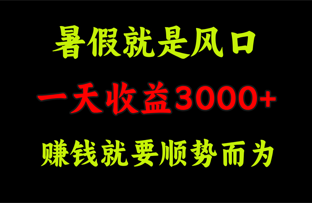 （11670期）一天收益3000+ 赚钱就是顺势而为，暑假就是风口-轻创淘金网