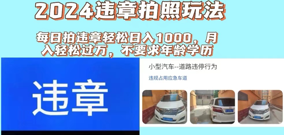 （11743期）2024违章拍照新玩法，推广躺赚+拍照赚钱双模式，日入1000+-轻创淘金网