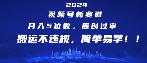 2024视频号新赛道，月入5位数+，原创过审，搬运不违规，简单易学【揭秘】-轻创淘金网