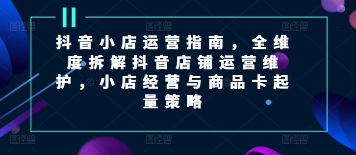 抖音小店运营指南，全维度拆解抖音店铺运营维护，小店经营与商品卡起量策略-轻创淘金网