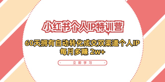 （11841期）小红书·个人IP特训营：60天拥有 自动转化成交双渠道个人IP，每月多赚 2w+-轻创淘金网