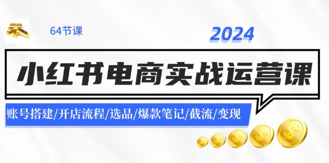 2024小红书电商实战运营课：账号搭建/开店流程/选品/爆款笔记/截流/变现-轻创淘金网