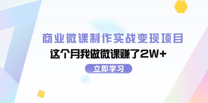 （11959期）商业微课制作实战变现项目，这个月我做微课赚了2W+-轻创淘金网