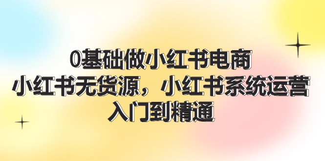 （11960期）0基础做小红书电商，小红书无货源，小红书系统运营，入门到精通 (70节)-轻创淘金网