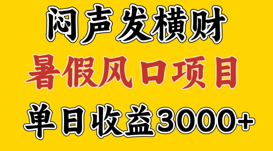 30天赚了7.5W 暑假风口项目，比较好学，2天左右上手-轻创淘金网