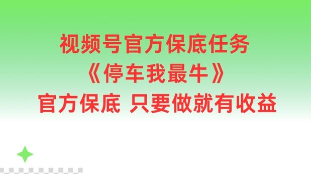 视频号官方保底任务，停车我最牛，官方保底只要做就有收益【揭秘】-轻创淘金网