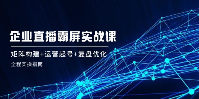 （12338期）企 业 直 播 霸 屏实战课：矩阵构建+运营起号+复盘优化，全程实操指南-轻创淘金网