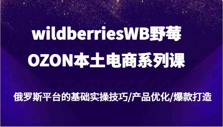 wildberriesWB野莓/OZON本土电商系列课，俄罗斯平台的基础实操技巧/产品优化/爆款打造-轻创淘金网